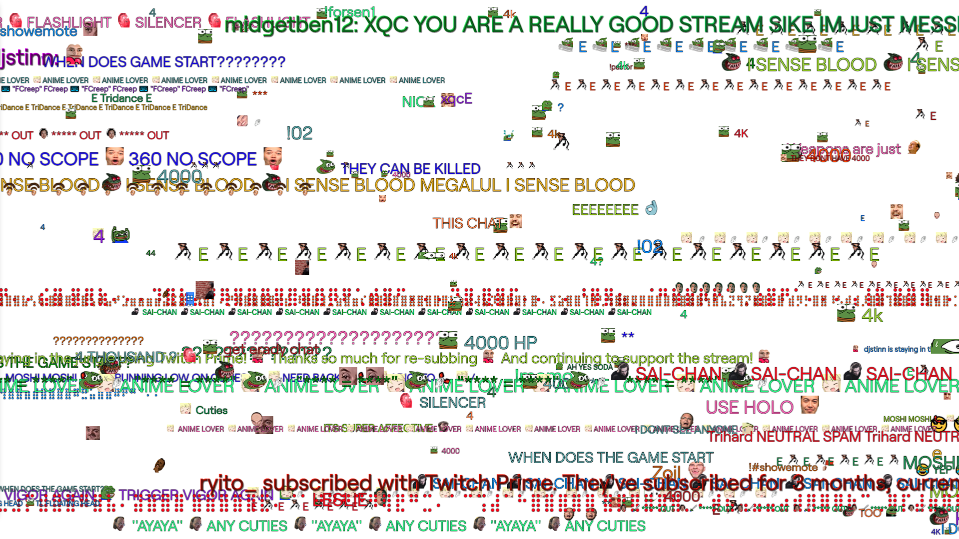 Perplex Chat displaying Twitch messages, in different seeded colors.